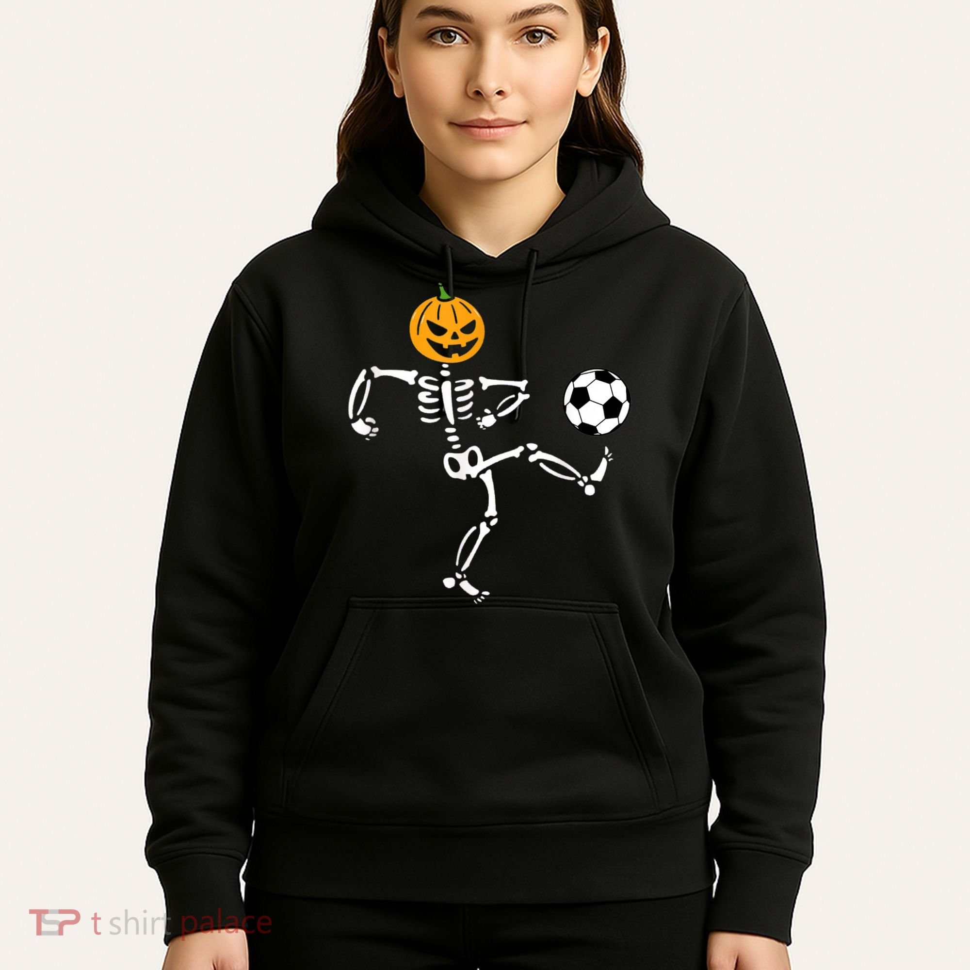 Pumpkin Skeleton Soccer Player Halloween Soccer Hoodie