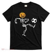 Pumpkin Skeleton Soccer Player Halloween Soccer T-Shirt thumb 0