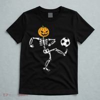 Pumpkin Skeleton Soccer Player Halloween Soccer T-Shirt thumb 5