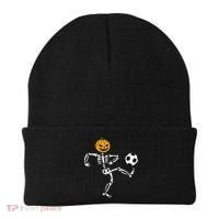 Pumpkin Skeleton Soccer Player Halloween Soccer Beanie thumb 0