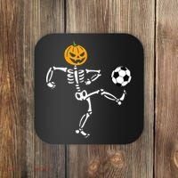 Pumpkin Skeleton Soccer Player Halloween Soccer Coaster thumb 0