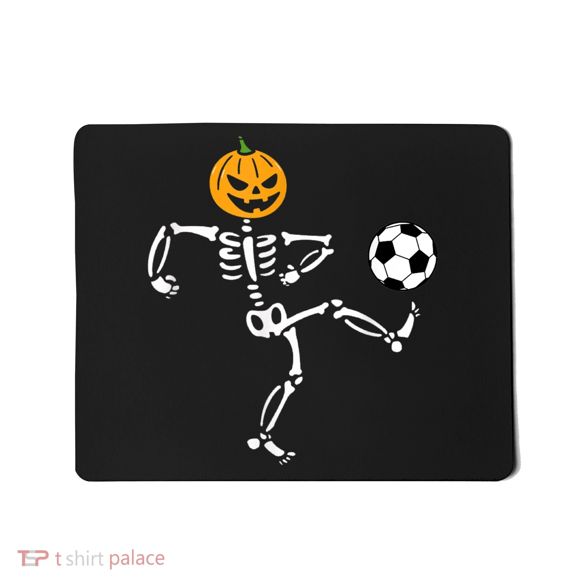 Pumpkin Skeleton Soccer Player Halloween Soccer Mousepad