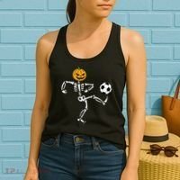 Pumpkin Skeleton Soccer Player Halloween Soccer Women's Tank Top thumb 2