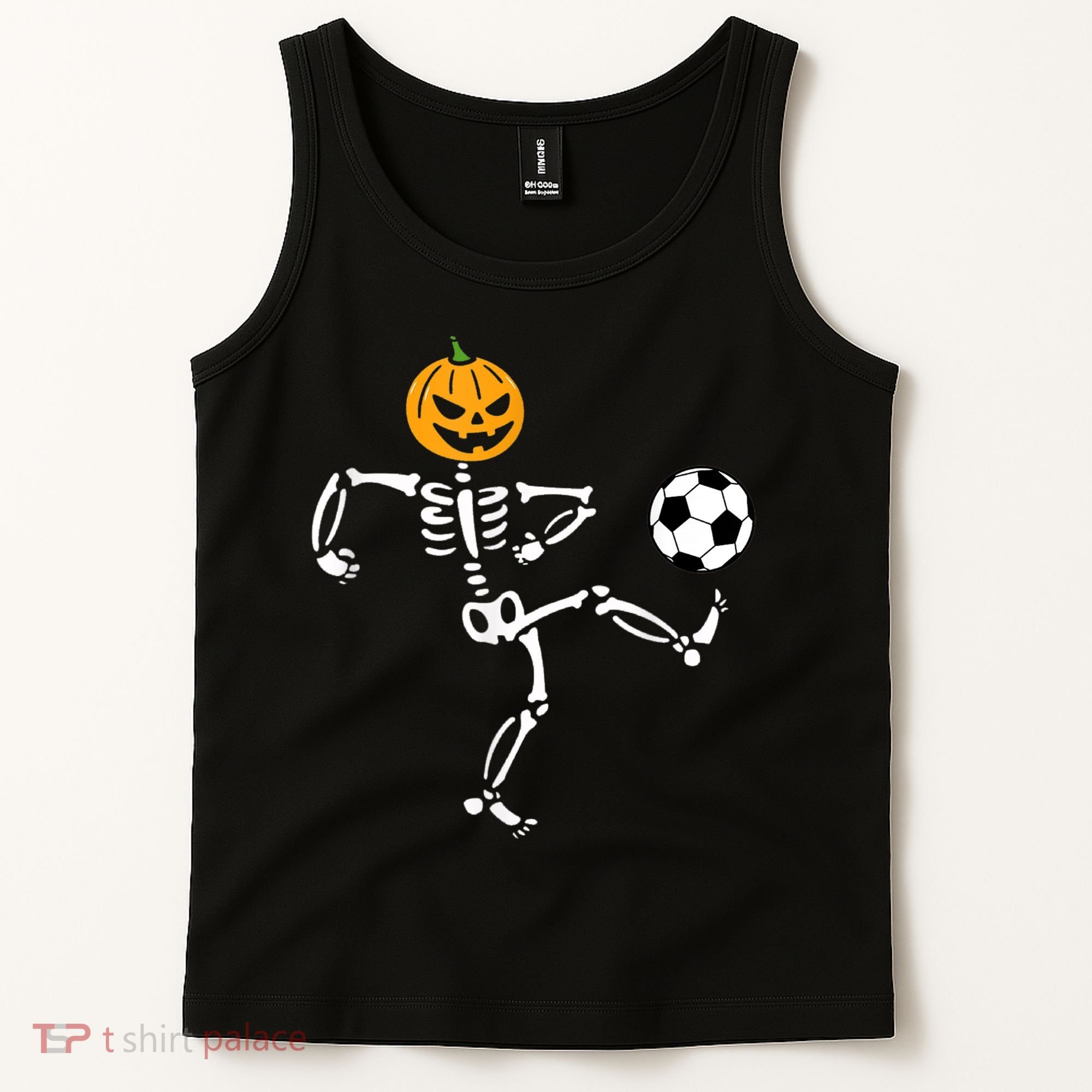 Pumpkin Skeleton Soccer Player Halloween Soccer Tank Top