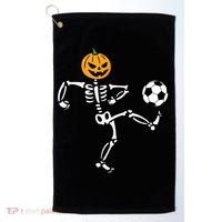 Pumpkin Skeleton Soccer Player Halloween Soccer Golf Towel thumb 0