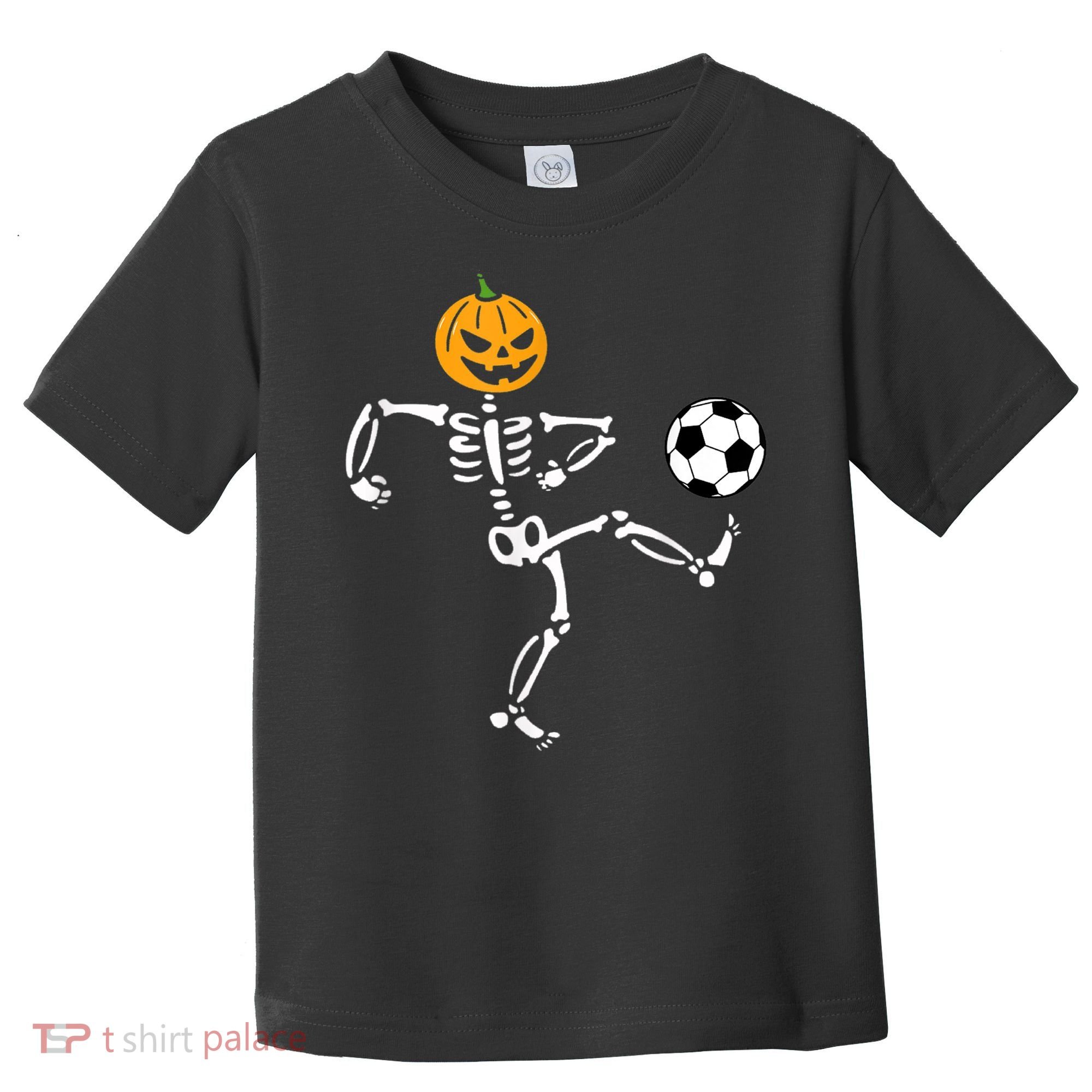 Pumpkin Skeleton Soccer Player Halloween Soccer Toddler T-Shirt