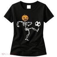 Pumpkin Skeleton Soccer Player Halloween Soccer Women's T-Shirt thumb 0