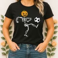 Pumpkin Skeleton Soccer Player Halloween Soccer Women's T-Shirt thumb 2