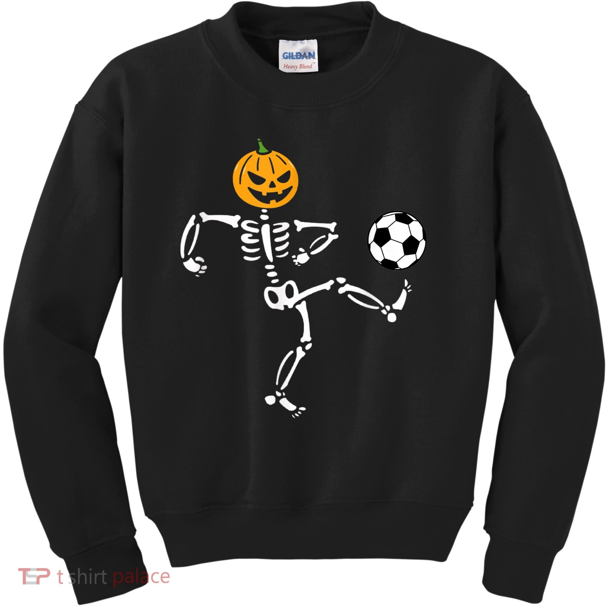 Pumpkin Skeleton Soccer Player Halloween Soccer Kids Sweatshirt
