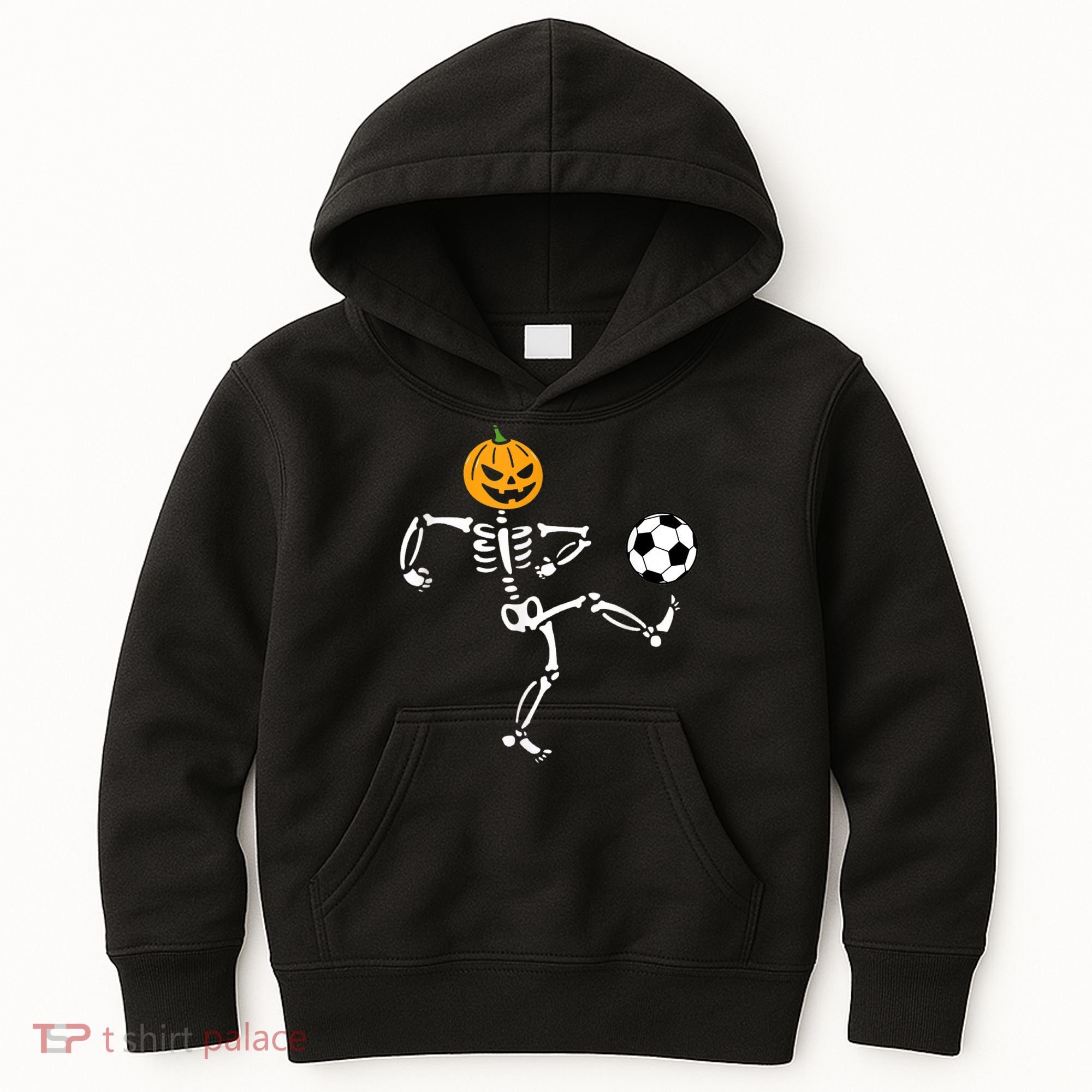 Pumpkin Skeleton Soccer Player Halloween Soccer Kids Hoodie