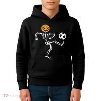 Pumpkin Skeleton Soccer Player Halloween Soccer Kids Hoodie thumb 4