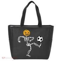 Pumpkin Skeleton Soccer Player Halloween Soccer Tote Bag thumb 0
