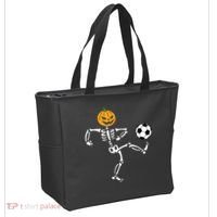 Pumpkin Skeleton Soccer Player Halloween Soccer Tote Bag thumb 2