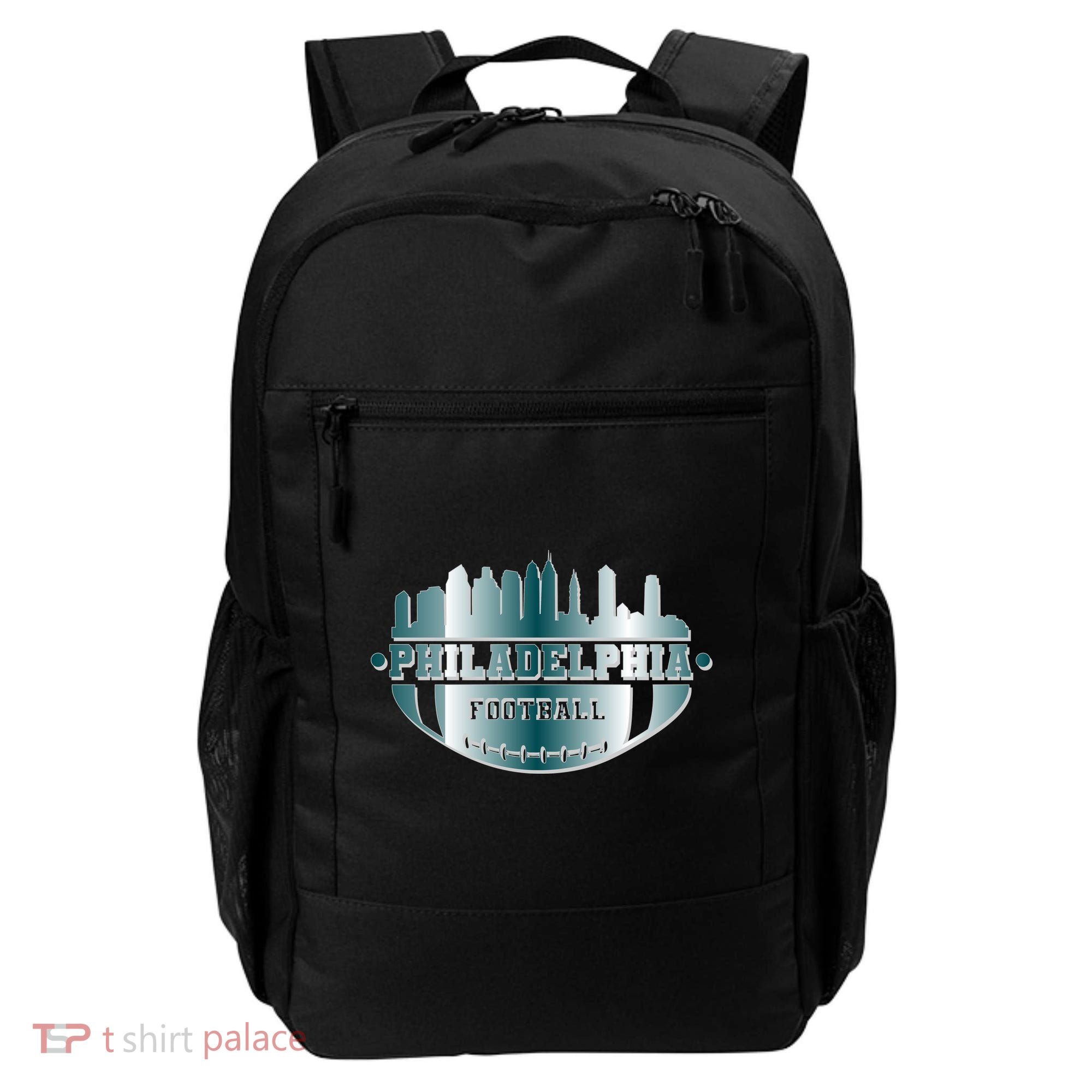 Philadelphia Skyline Shaped Into Football Backpack