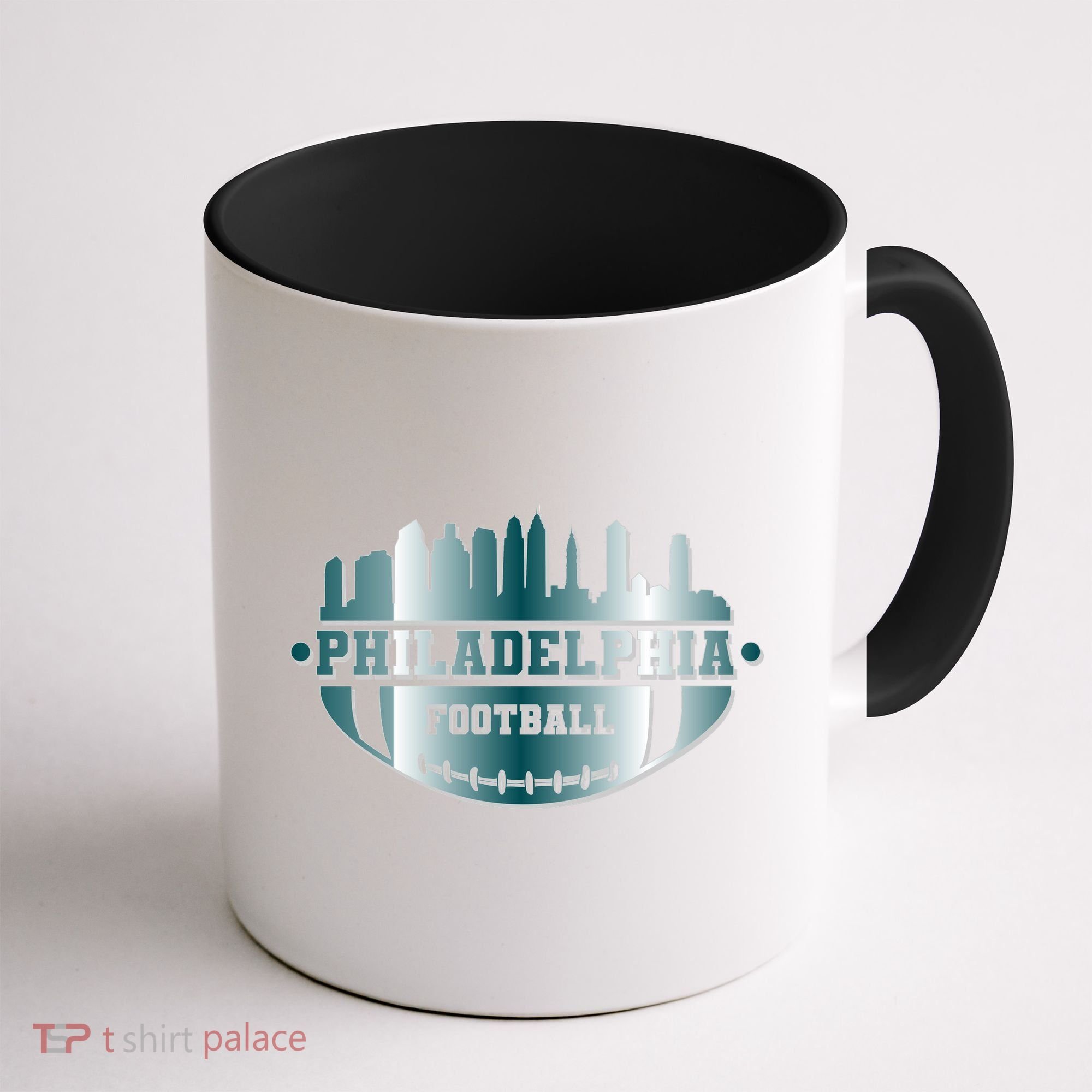 Philadelphia Skyline Shaped Into Football Coffee Mug