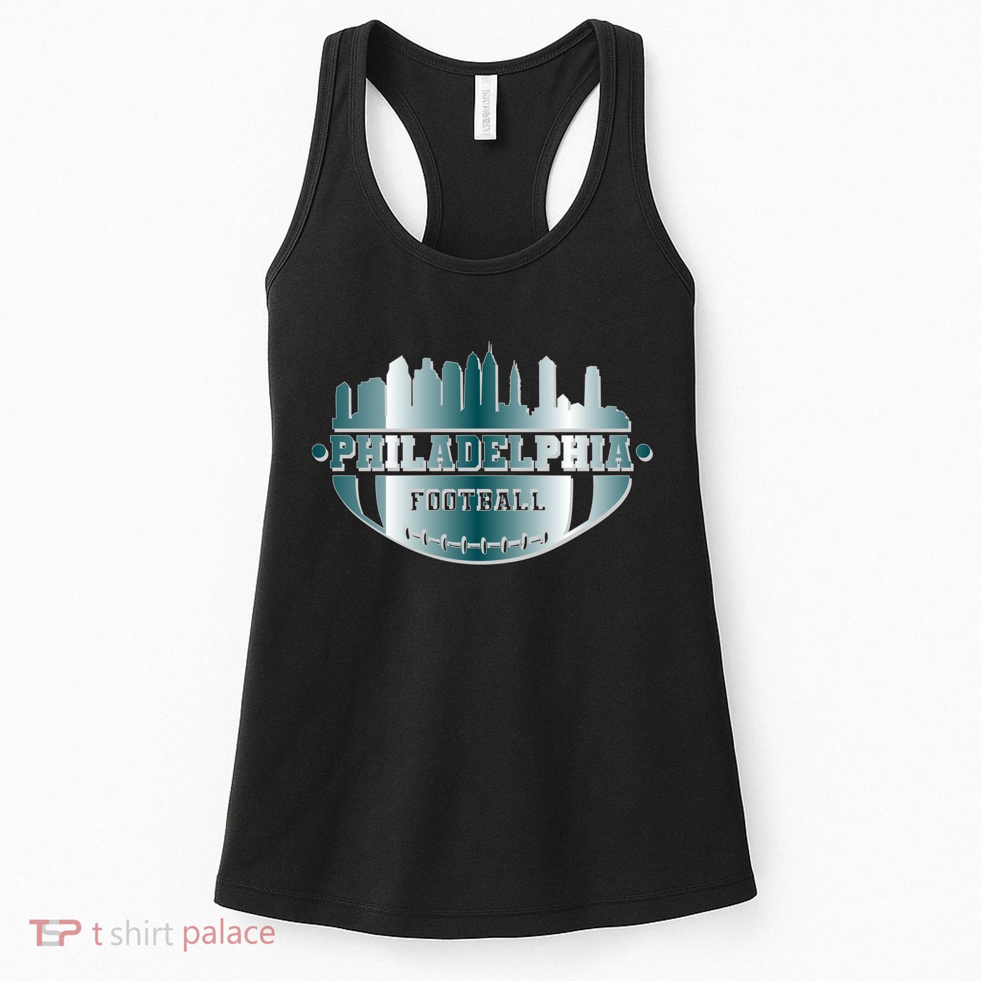 Philadelphia Skyline Shaped Into Football Women's Tank Top
