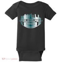 Philadelphia Skyline Shaped Into Football Baby Bodysuit thumb 0