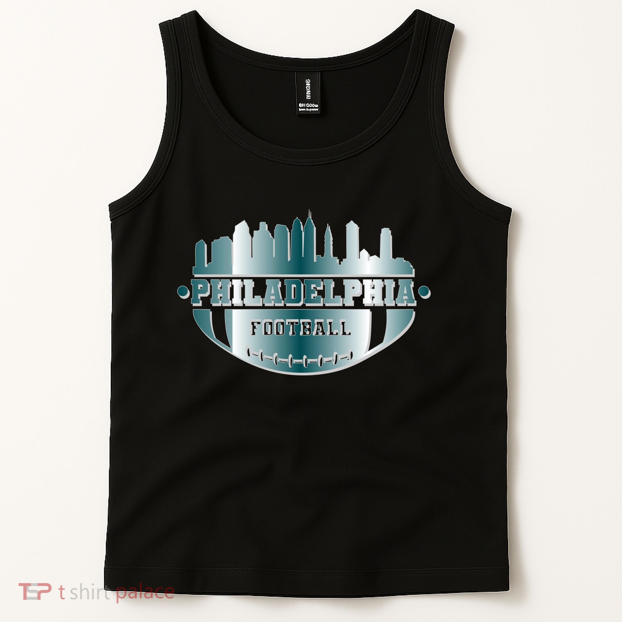 Philadelphia Skyline Shaped Into Football Tank Top