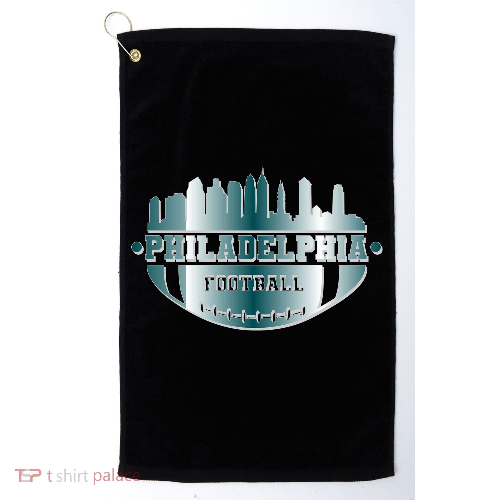 Philadelphia Skyline Shaped Into Football Golf Towel