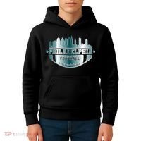 Philadelphia Skyline Shaped Into Football Kids Hoodie thumb 4