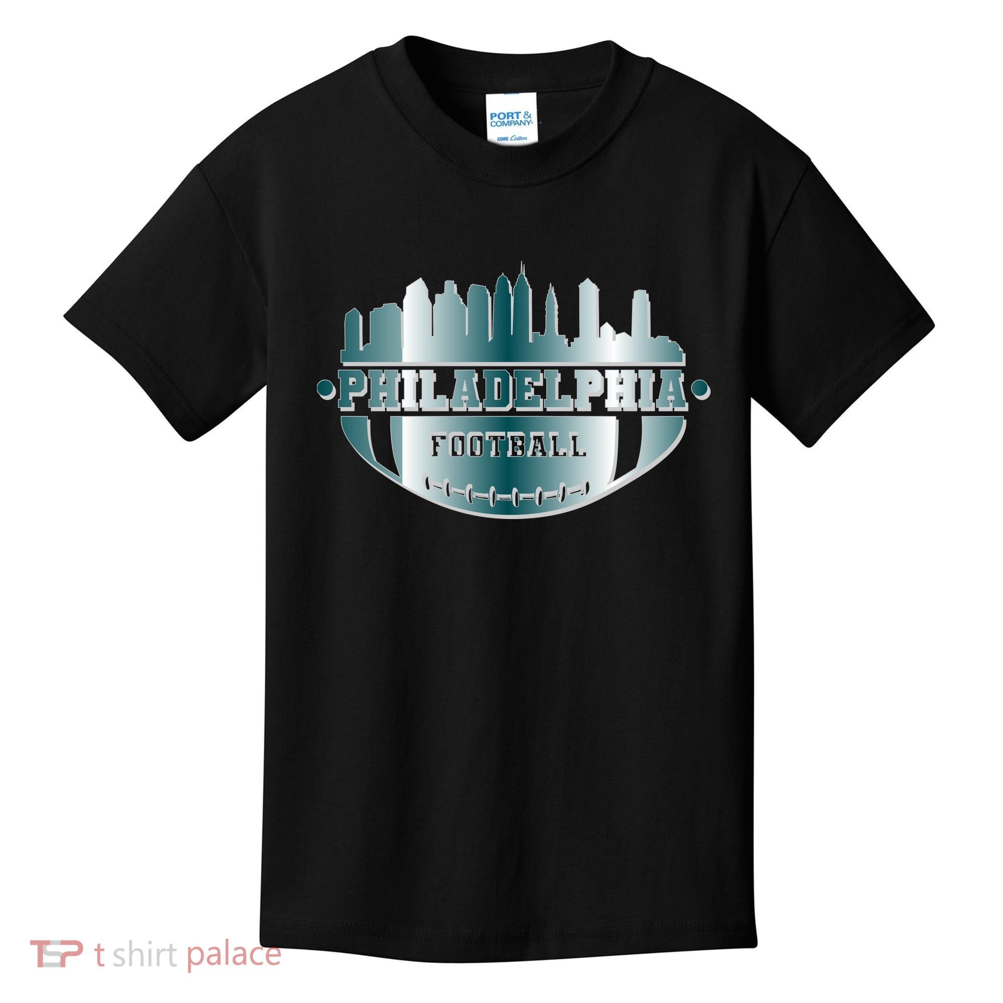 Philadelphia Skyline Shaped Into Football Kids T-Shirt