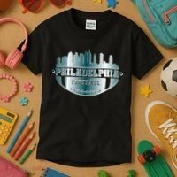 Philadelphia Skyline Shaped Into Football Kids T-Shirt thumb 3