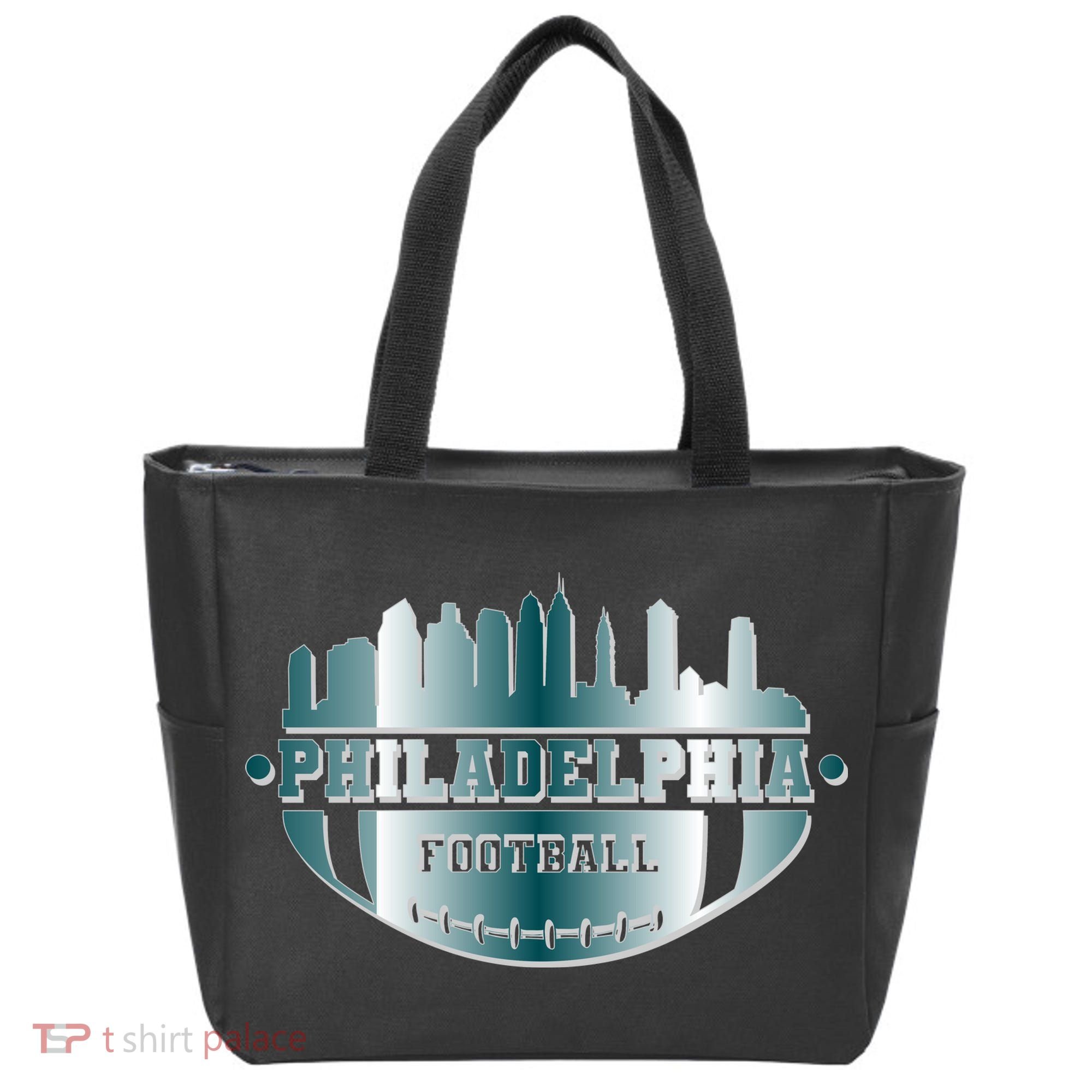 Philadelphia Skyline Shaped Into Football Tote Bag