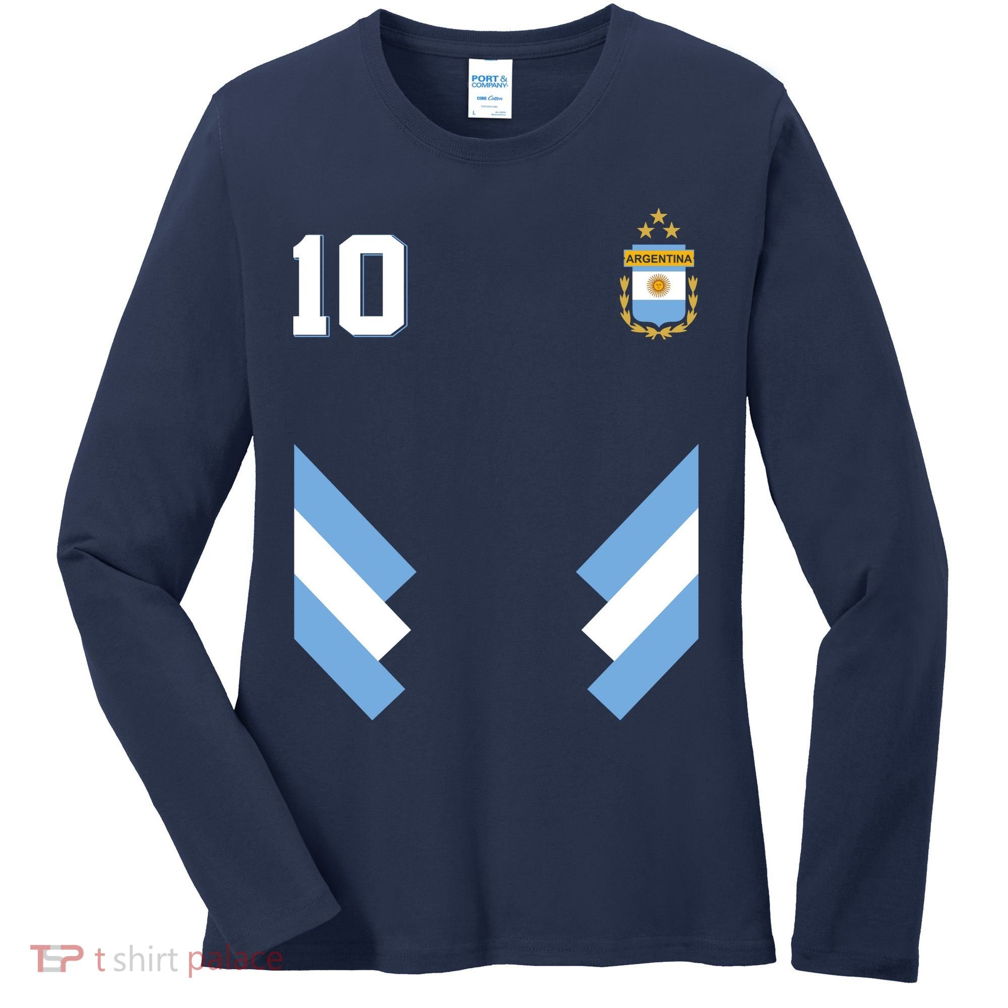 Pro Soccer Specialists #10 Argentina Jersey Soccer Women's Long Sleeve Shirt