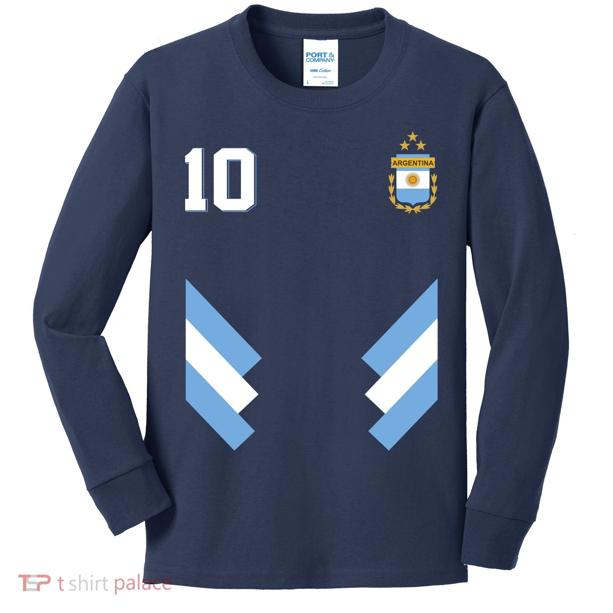 Pro Soccer Specialists #10 Argentina Jersey Soccer Kids Long Sleeve Shirt