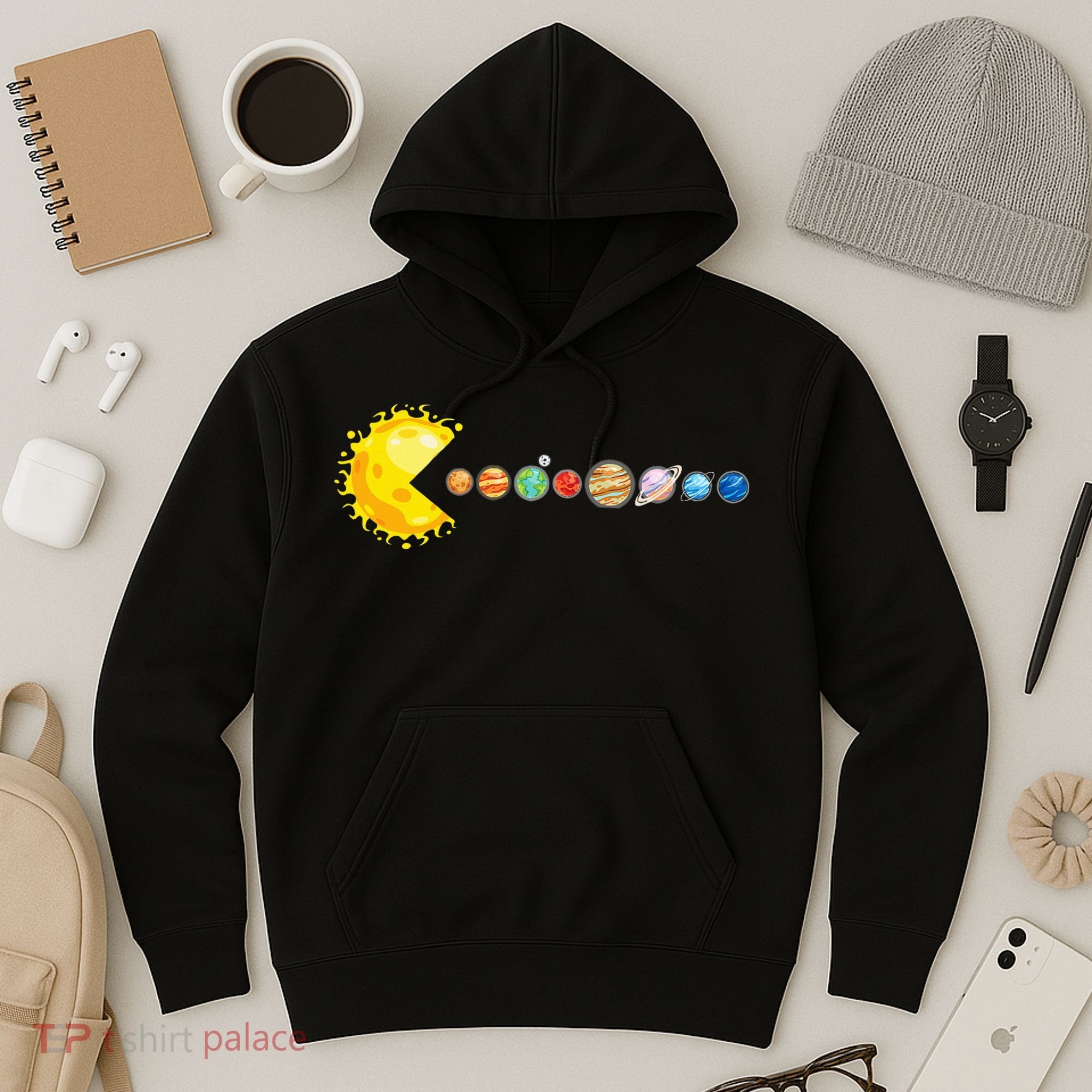 Planetary System Star Eating Planets Sun Funny Astronomy Hoodie