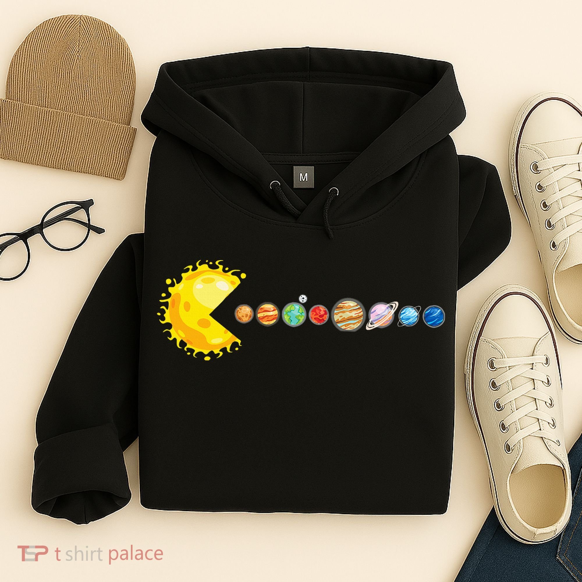 Planetary System Star Eating Planets Sun Funny Astronomy Hoodie