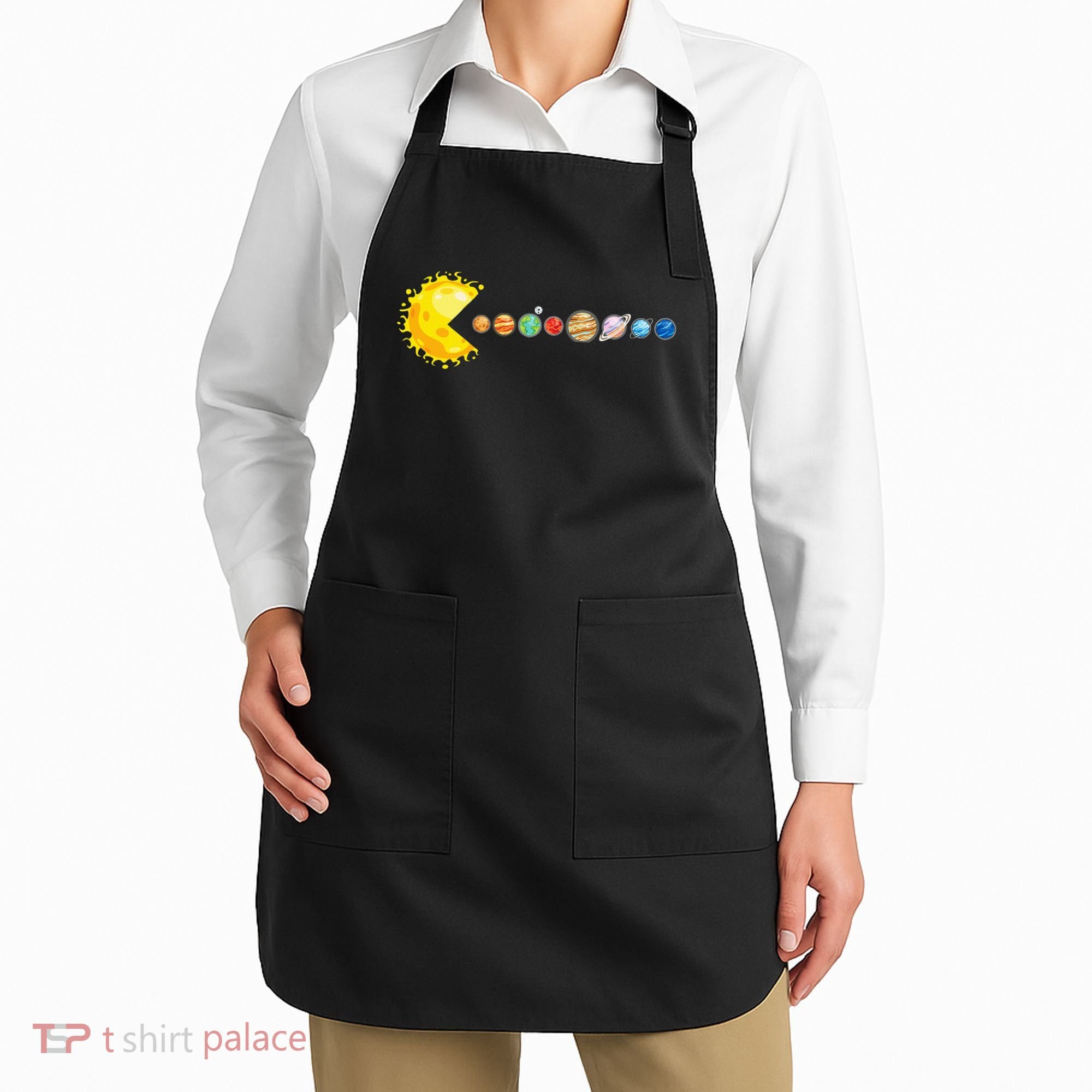Planetary System Star Eating Planets Sun Funny Astronomy Apron