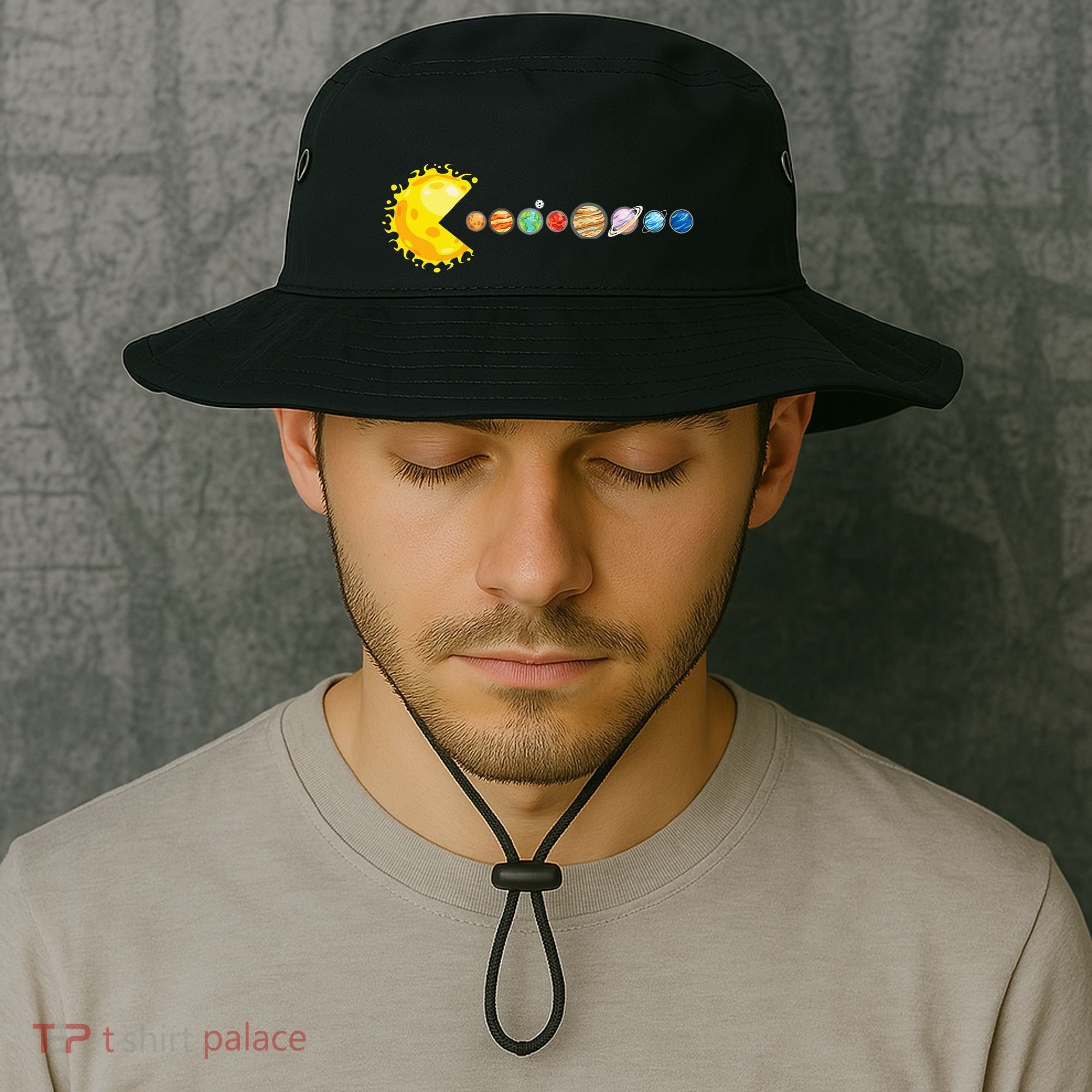 Planetary System Star Eating Planets Sun Funny Astronomy Bucket Hat