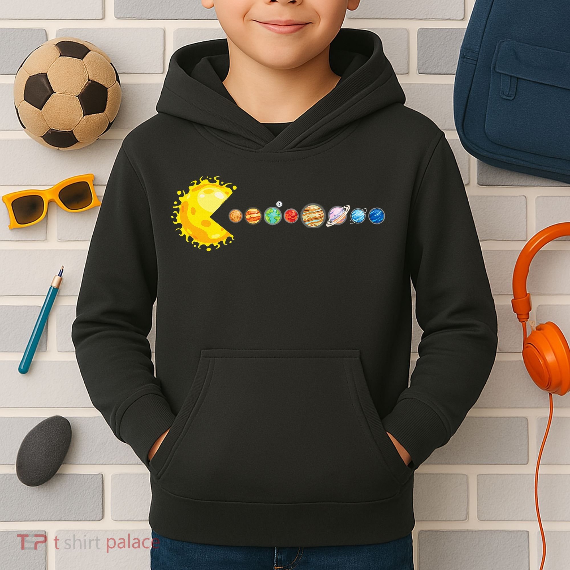 Planetary System Star Eating Planets Sun Funny Astronomy Kids Hoodie