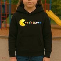 Planetary System Star Eating Planets Sun Funny Astronomy Kids Hoodie thumb 3