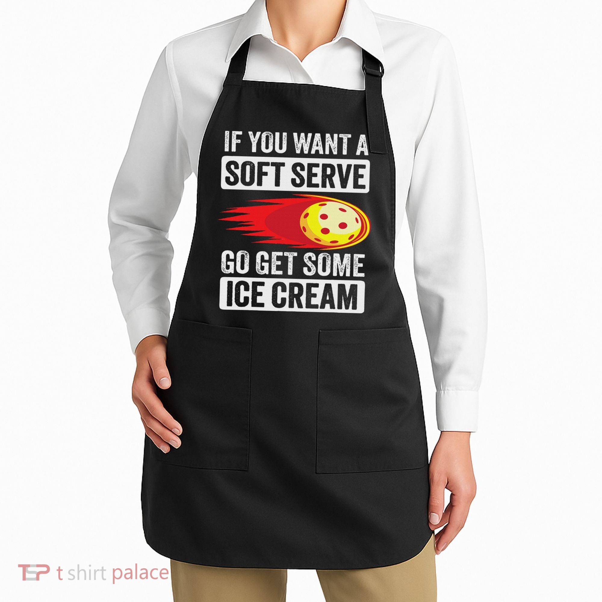 Pickleball Soft Serve Ice Cream Funny Pickleball Apron