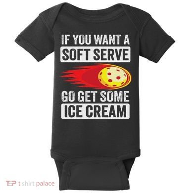 Pickleball Soft Serve Ice Cream Funny Pickleball Baby Bodysuit