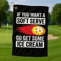 Pickleball Soft Serve Ice Cream Funny Pickleball Golf Towel thumb 1