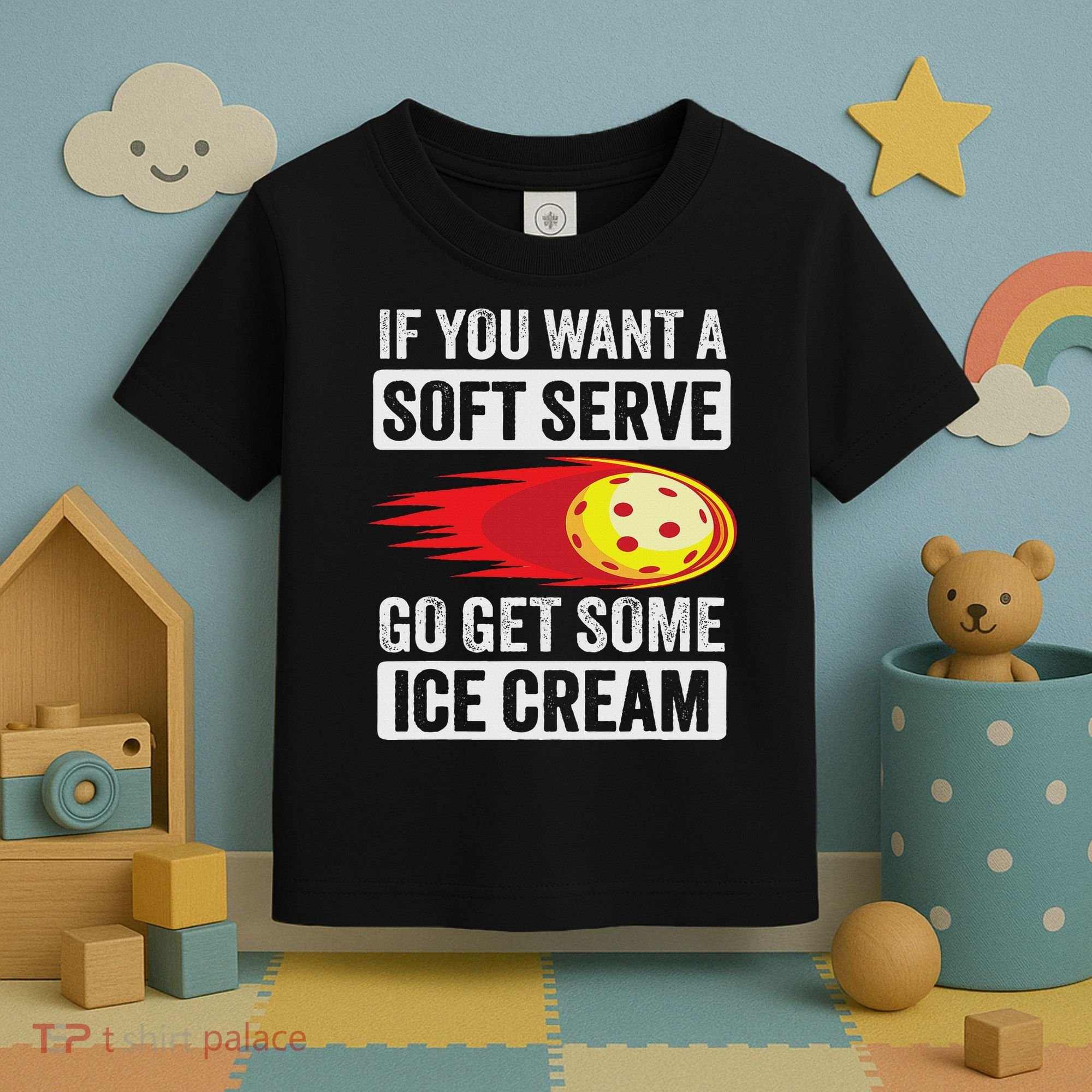 Pickleball Soft Serve Ice Cream Funny Pickleball Toddler T-Shirt