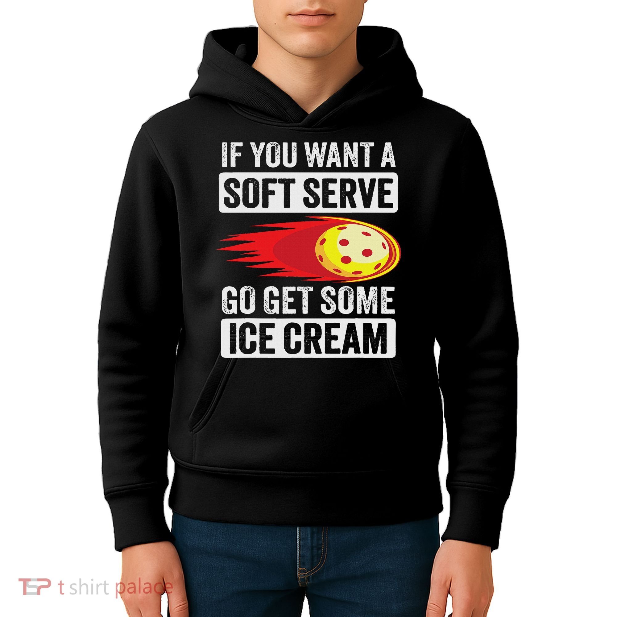 Pickleball Soft Serve Ice Cream Funny Pickleball Kids Hoodie
