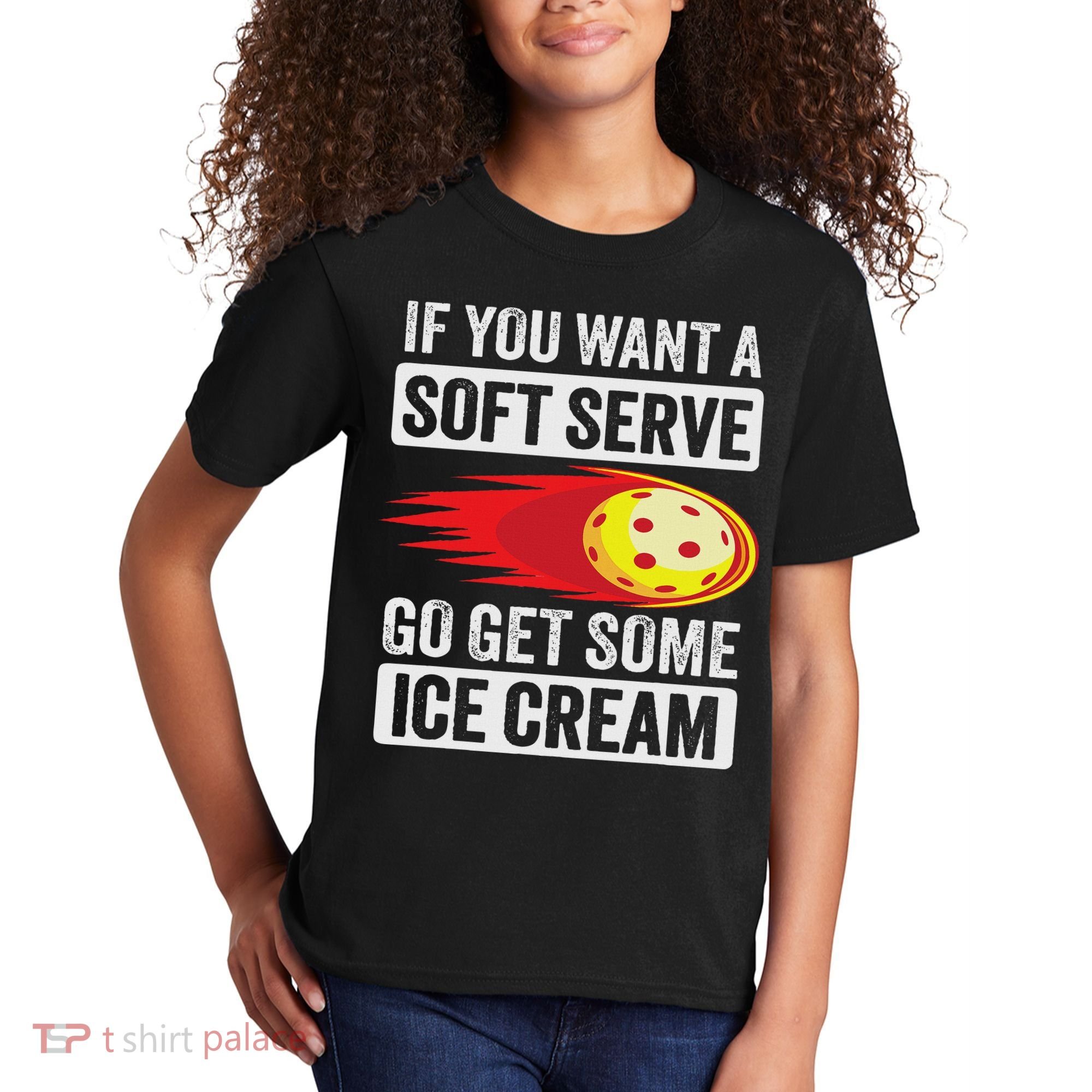 Pickleball Soft Serve Ice Cream Funny Pickleball Kids T-Shirt