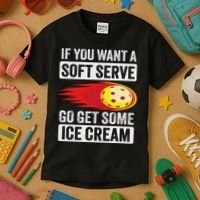 Pickleball Soft Serve Ice Cream Funny Pickleball Kids T-Shirt thumb 3
