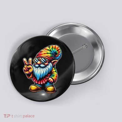 Peace Sign Tie Dye Gnome Button