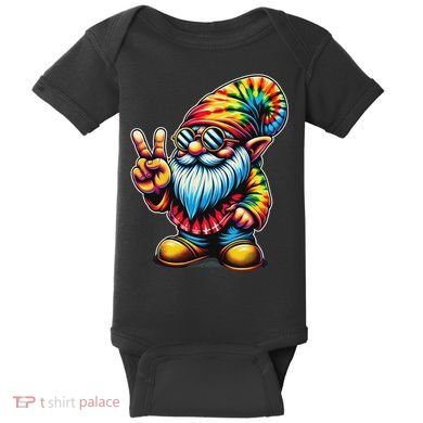 Peace Sign Tie Dye Gnome Baby Bodysuit