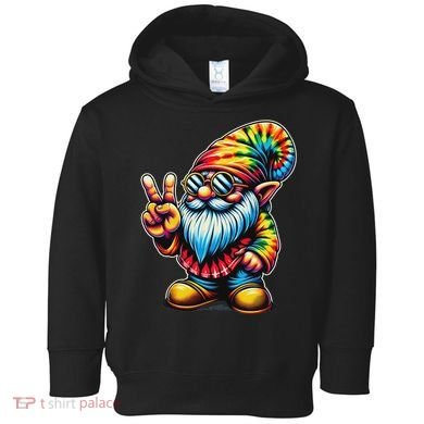 Peace Sign Tie Dye Gnome Toddler Hoodie