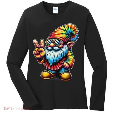 Peace Sign Tie Dye Gnome Women's Long Sleeve Shirt