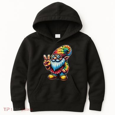 Peace Sign Tie Dye Gnome Kids Hoodie