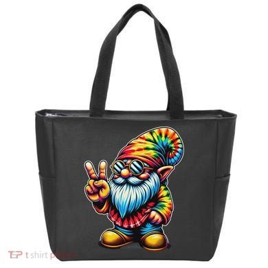 Peace Sign Tie Dye Gnome Tote Bag