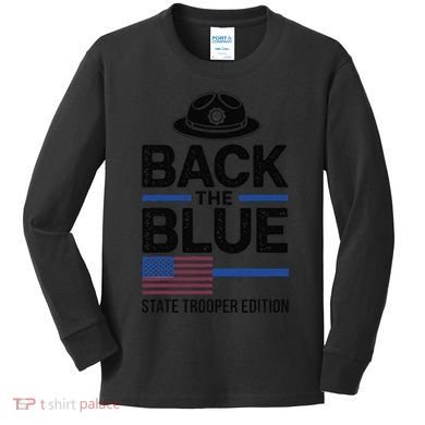 Police State Trooper Super Trooper Costume Sheriff Kids Long Sleeve Shirt