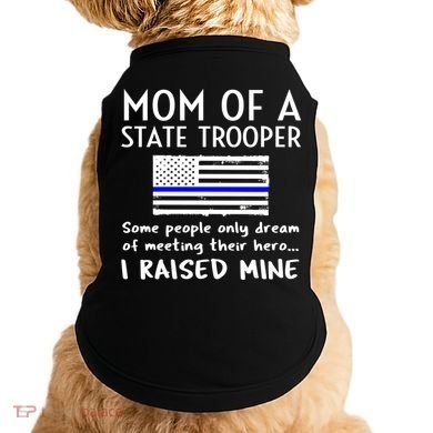 Proud State Trooper Mom Mother Thin Blue Line American Flag Cool Gift Doggie Tank